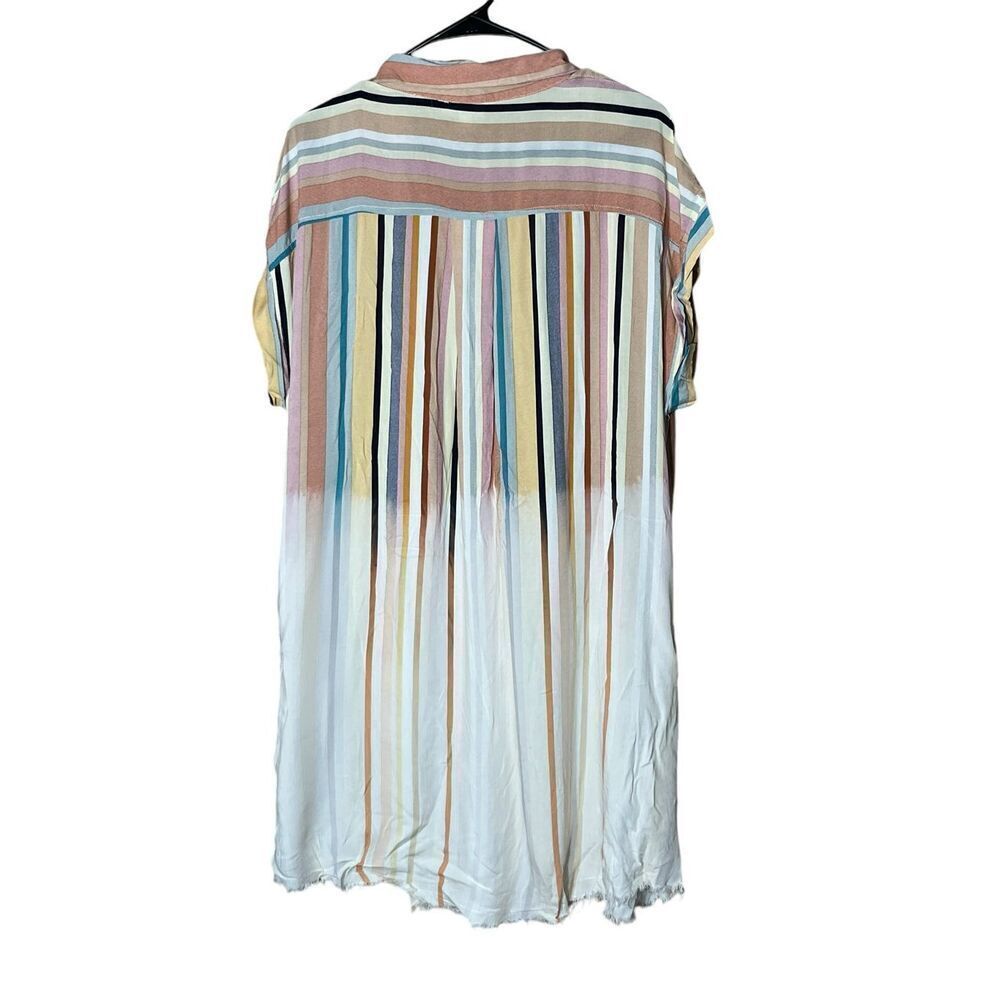 Umgee Striped Short Sleeve Button Down Shirt Dress Size M - Picture 6 of 10